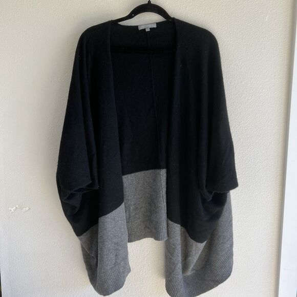 Neiman Marcus Women's Black Gray Color-Block Cashmere Cardigan One Size Oversize - Picture 1 of 6